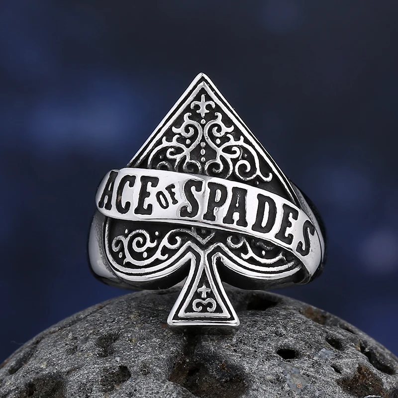 New Creative Design High Quality Ace Of  Spade Playing Card Ring For Men Punk Hip Hop Dropshipping  Jewelry