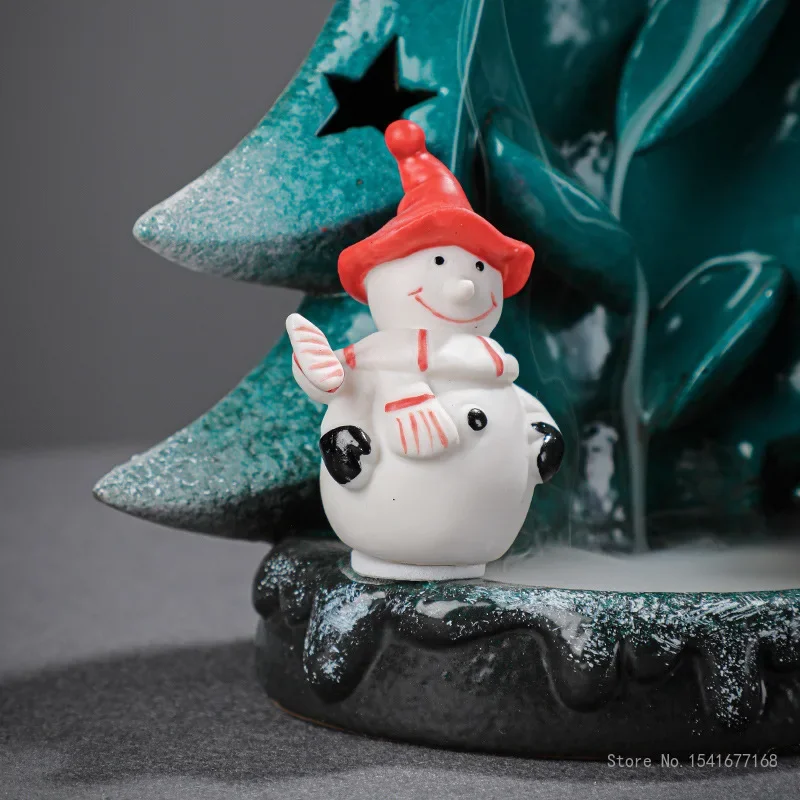 Creative Backflow Incense Burner, Zen Ceramic Crafts, Christmas Tree Decoration Ornaments, Purple Clay, Aromatherapy Burner, 1Pc