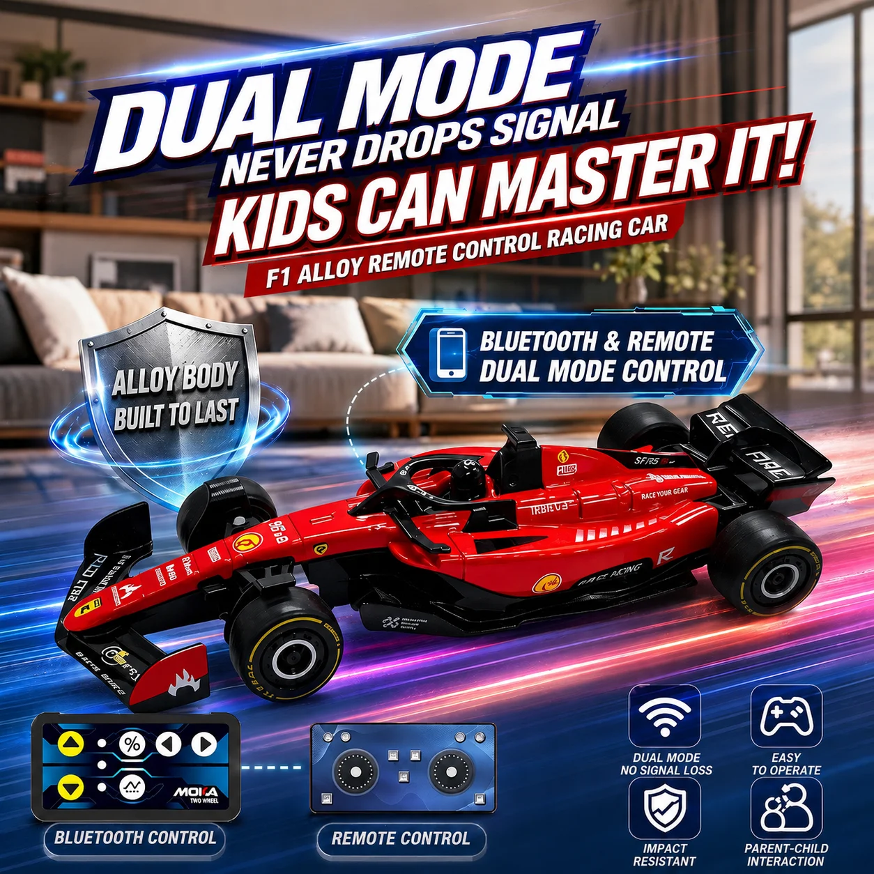 New 1:64 Scale Alloy Car Model, Kids Remote-Controlled mini Car with Phone Control, Birthday Toy Gift for Boys