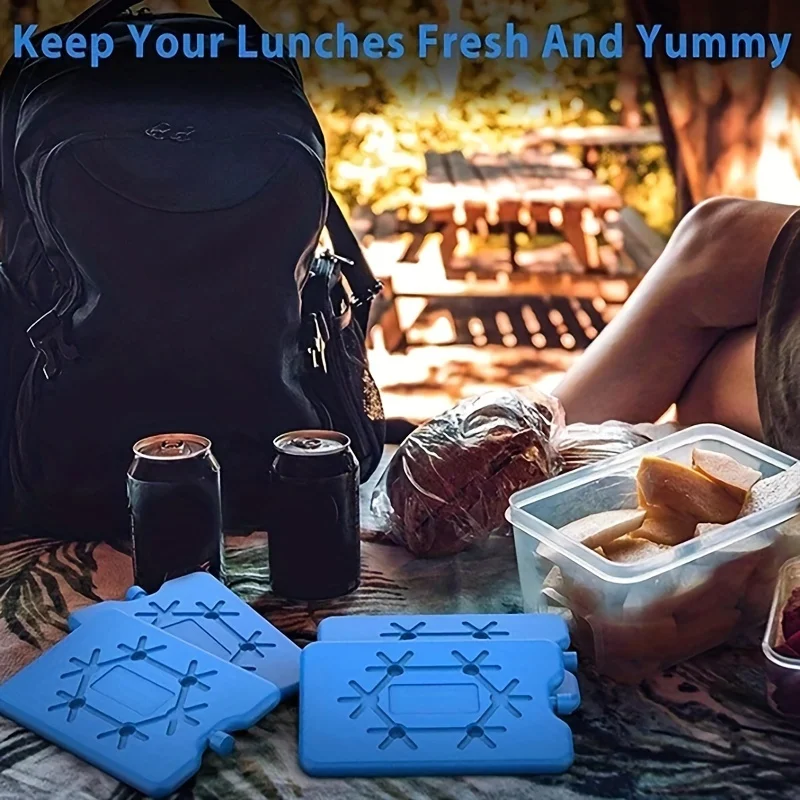 2 или 6 многоразовых пакетов со льдом — быстрая замерзка для свежей еды, идеально подходит для пакетов для обедов, пикников, кемпинга, пластиковых блоков-холодильников