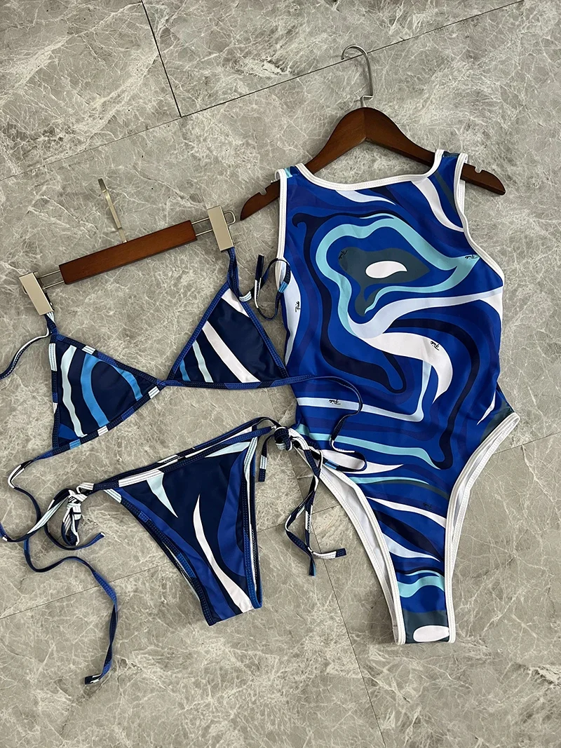 2024 Luxury Brand Women's One-piece Swimsuits European and American Fashion Design Sexy Beach Bikini Set