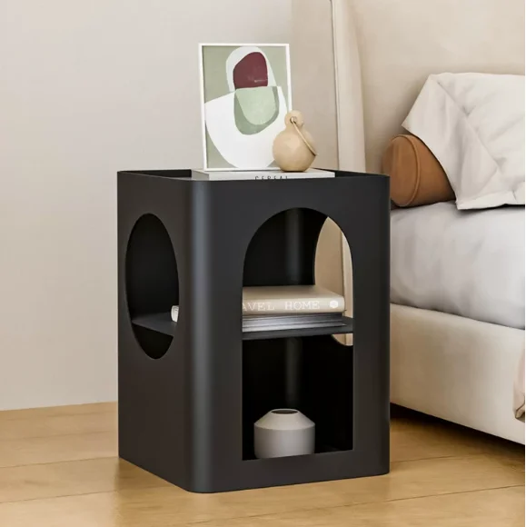 ￥%Cream style sofa side table, luxurious bedside table, ironware square table, small coffee , table side cabinet side cabinet