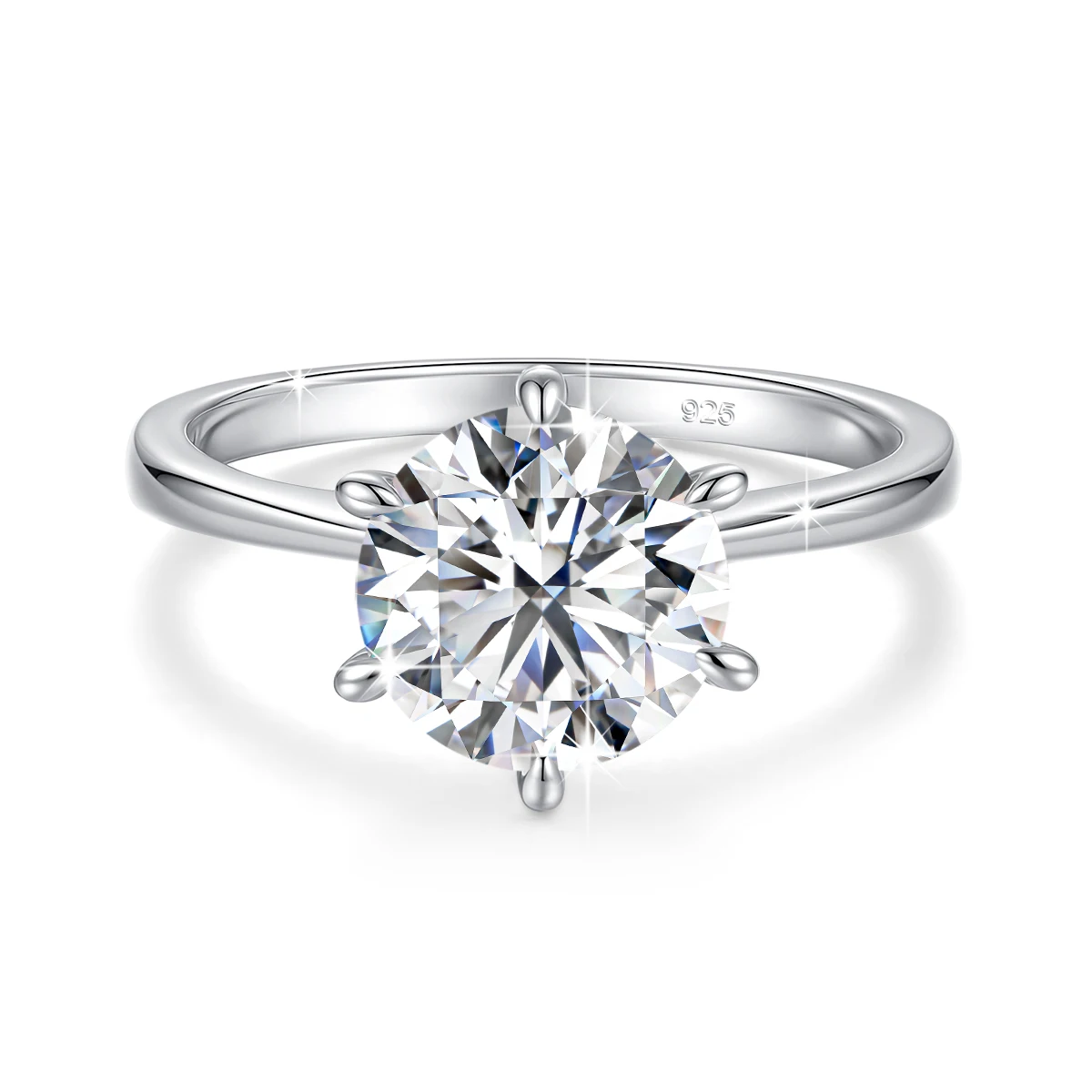 9mm 3ct Moissanit-Ehering mit sechs Krappen, 925 Sterling Silber Verlobungsringe für Frauen, Schmuck für Jubiläen, Partys und Bankette – Detail 7