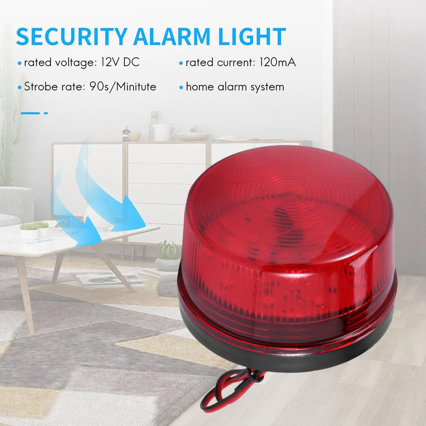 La alarma 12v llevó la luz estroboscópica intermitente para el sistema de alarma de seguridad del hogar rojo