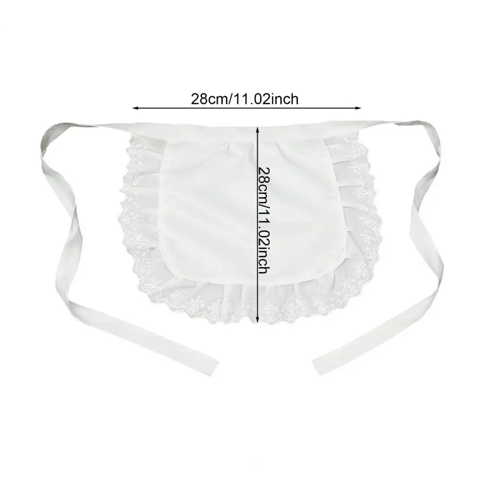 Grembiule da cameriera con volant Grembiule cosplay da cameriera con volant per ragazze Accessorio per costume da cucina bianco Mezzo grembiule per eventi di feste a tema