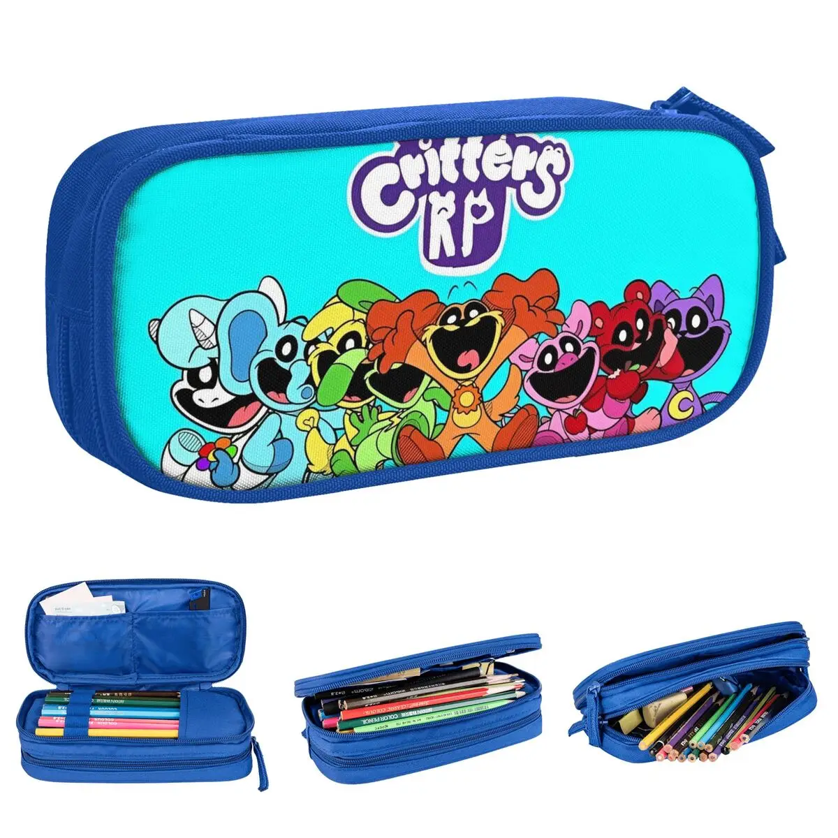 Creative Smiling Critter Animal Game Pencil Case Pencilcases Pen Box Kids Big Capacity Bags School Supplies Gifts Stationery