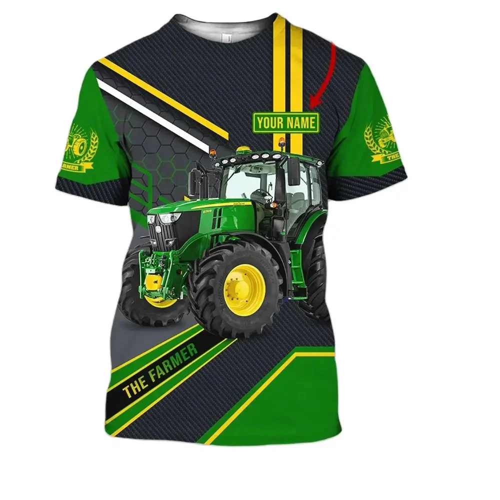 3D Tractor Printing Men's T Shirt Summer Trend Farmer Uniform Fashion Harajuku Oversized T-shirt Leisure Round Neck Blouse Tops