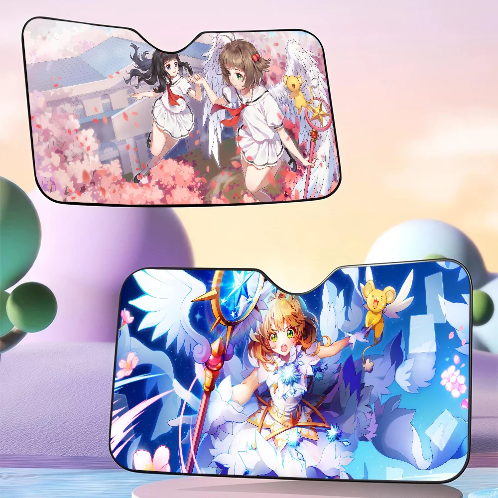 Anime Cards Captors Sakuras Windshield Car Sunshade Funny Animal Windshield Sun Window Cars Folding Rays Sun Visor Protector
