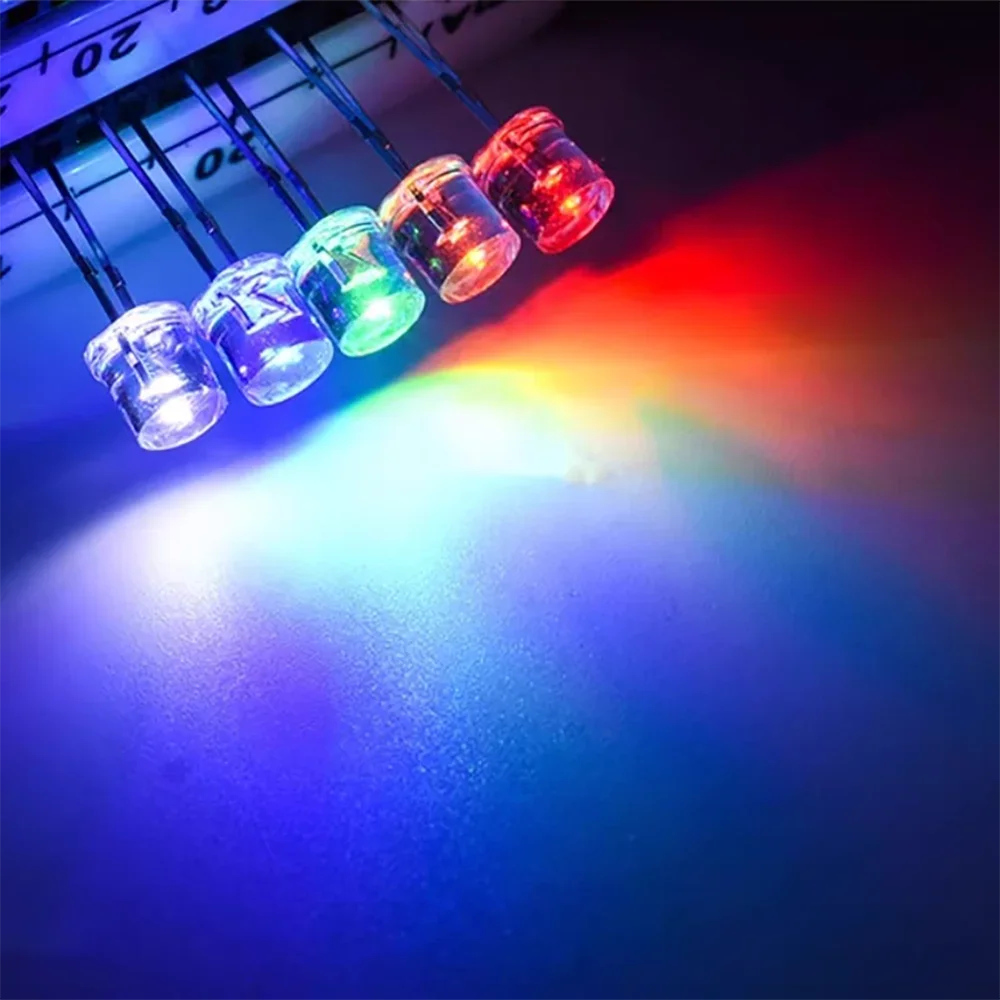 1000個-5mm-フラットトップ-白-赤-ピンク-黄-青-広角発光ダイオード-ウォータークリアledビーズ-超高輝度電球-発光ランプ