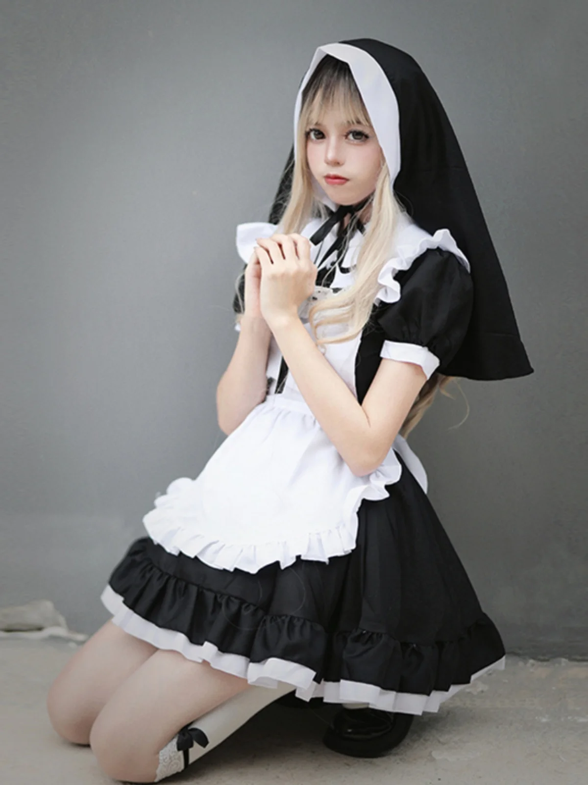 k Tema Grembiule Cameriera Cosplay loween Nun Role-plang Costume Puro Desiderio Cameriera Dr Materiale Poliestere Costume di Scena