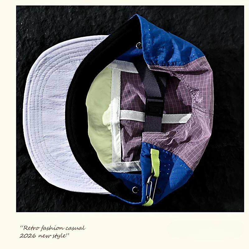 Japanese Color-blocked Five-panel Short-brimmed Quick-drying Hat for Men and Women Summer Outdoor Shade Sports Baseball Cap 6