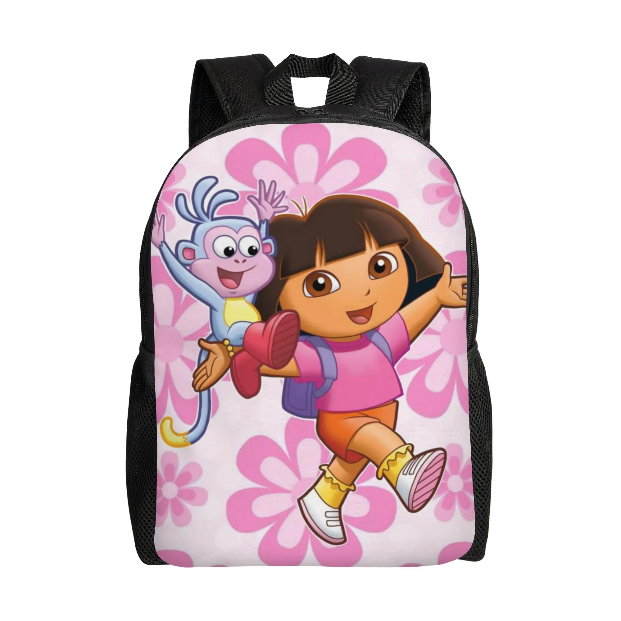 Flower Doraa-Explorers Cartoon Backpack for Men Women Cool High School Work Daypack  Laptop Computer Canvas Bags Sports