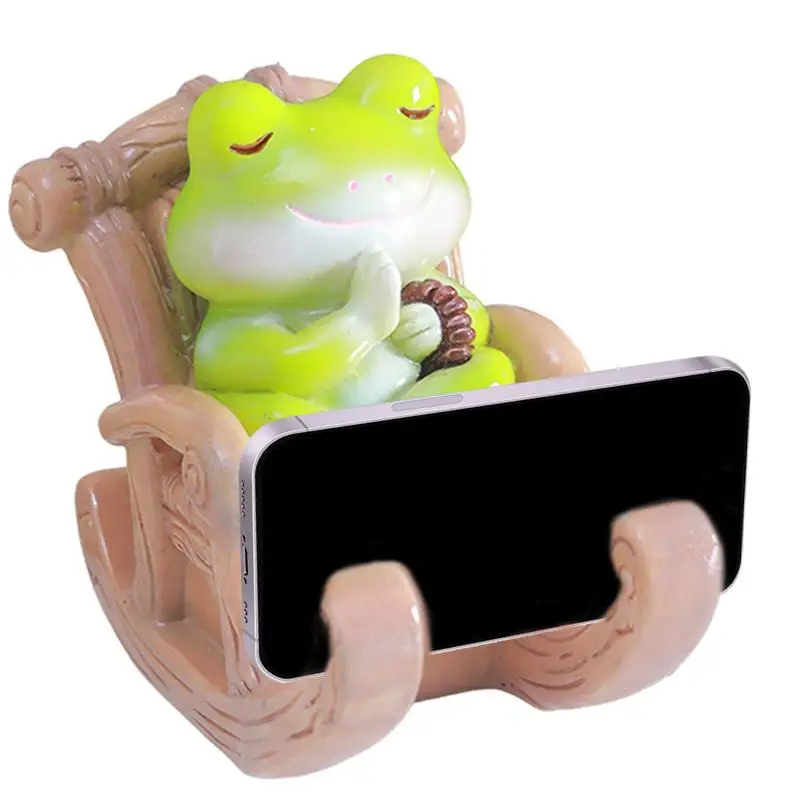 Frog Cell Phone Stand Rocking Chair Cellphone Cradle Frog Tablet Stand Resin Cell Phone Holder For Smartphones Tablets