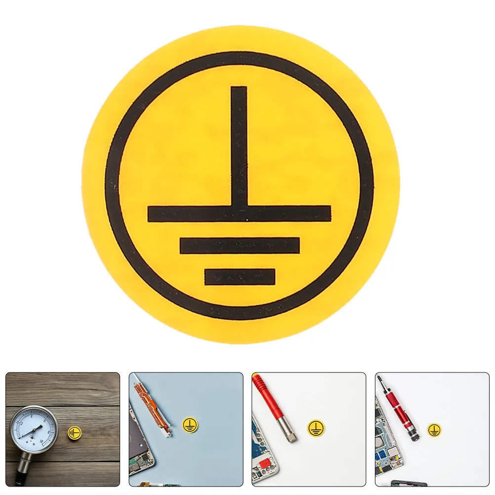 15Pcs Grounding Symbol Labels Heavy Duty PP Electrical Warning Stickers Earth Ground Decals for Electric Panels Equipment Safety