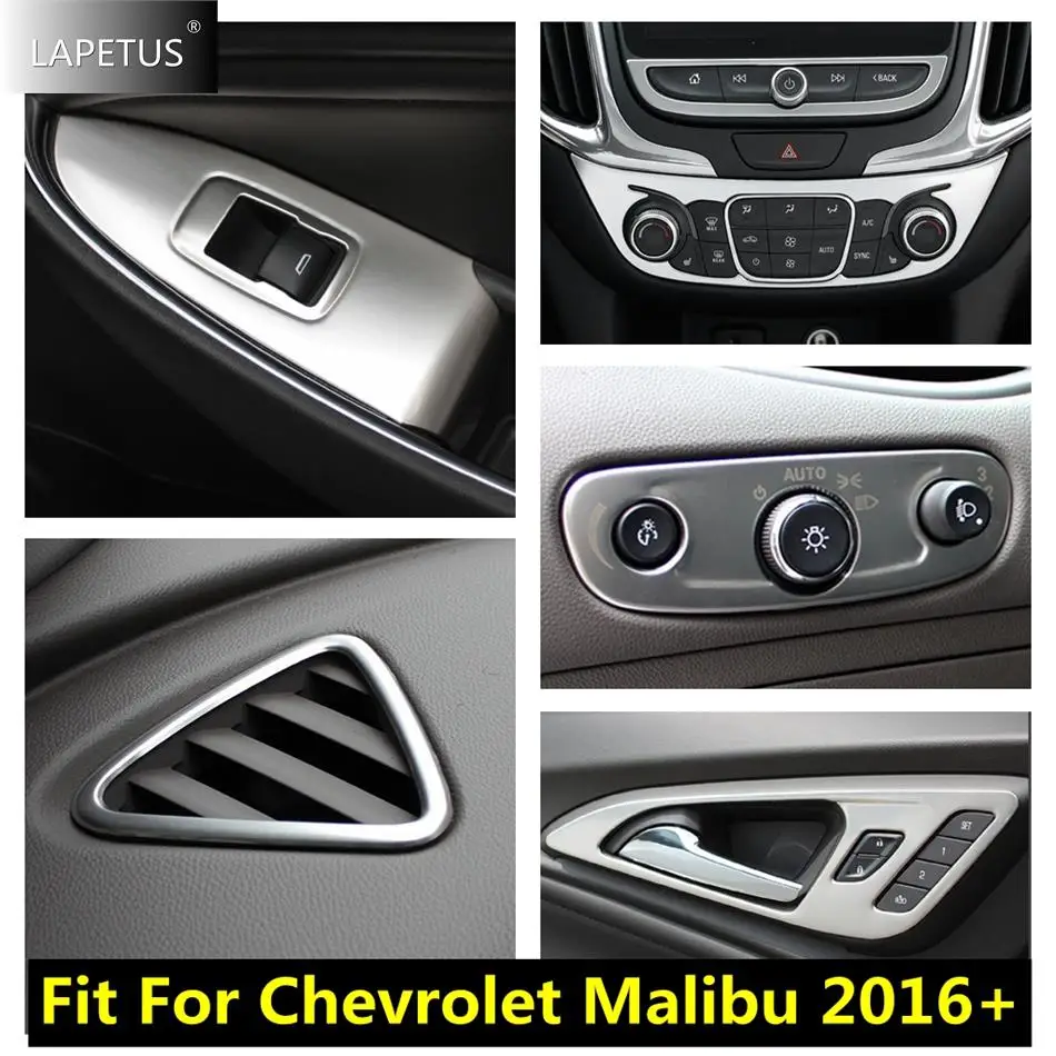 

Car Accessories Window Lift Button / Handle Bowl / Head Lights / Air AC Vent Cover Trim For Chevrolet Malibu 2016 - 2020 Silver