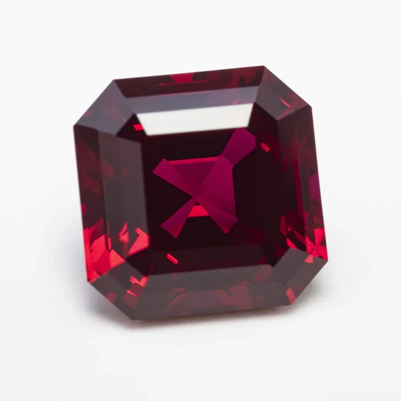Lab Grown Ruby Square Pigeon Blood Red Asscher Cut VVS1 Gemstone Charms DIYJewelry Making Materials Selectable AGL Certificate