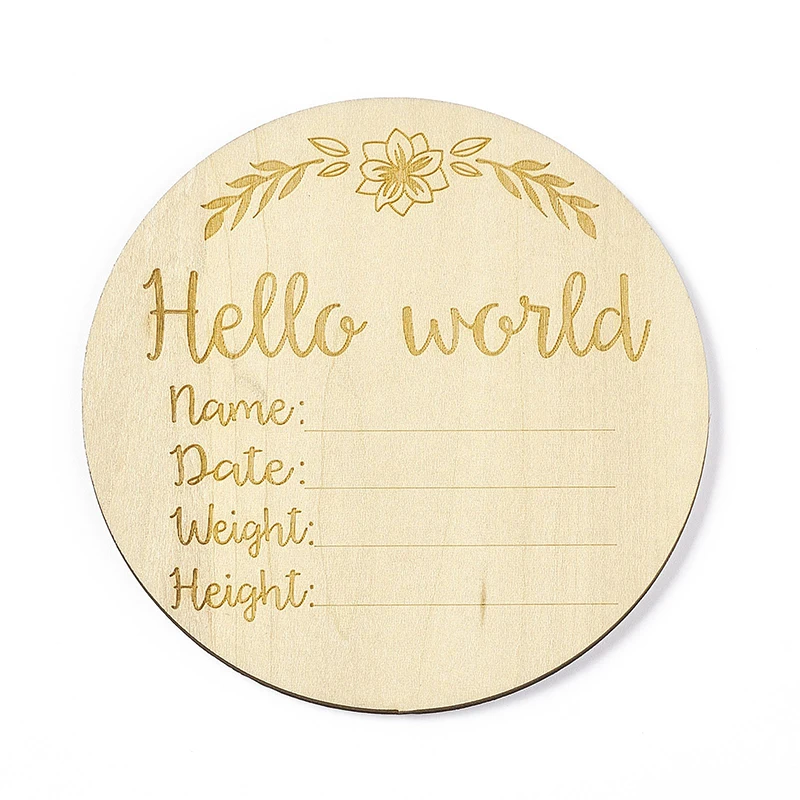 Baby Wooden Milestone Card Engraved Wooden Hello World Milestone Newborn Photography Props Children Shooting Accessories