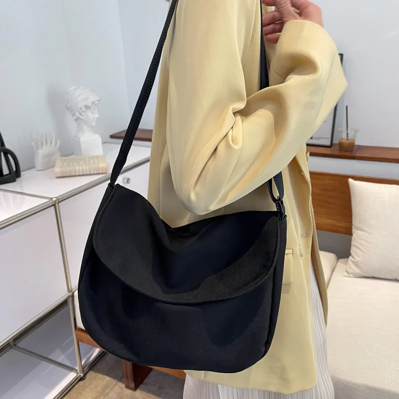 

Women's canvas shoulder bag solid color crossbody bags large capacity handbag student fashion casual multifunctional wallet