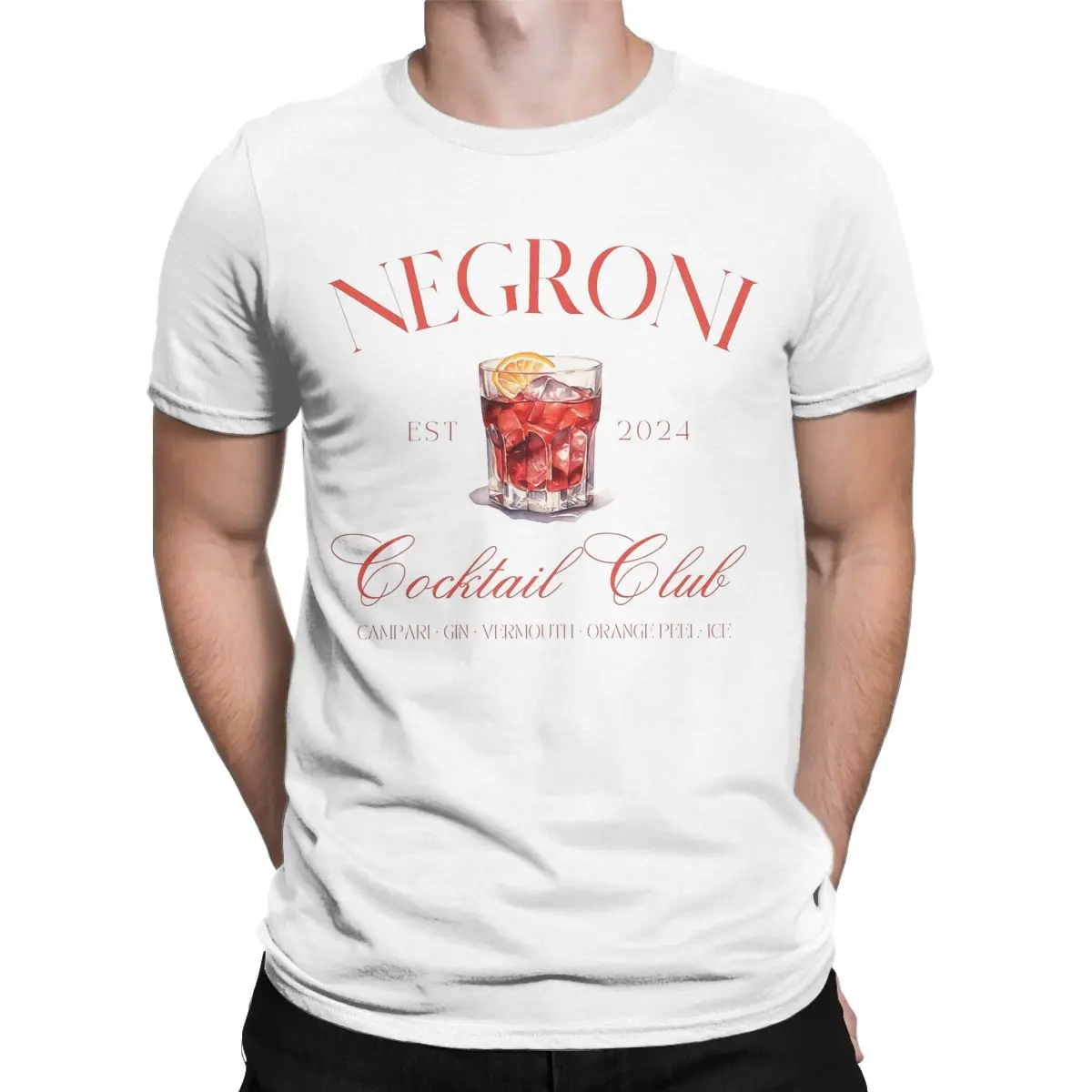 Negroni Cocktail Club Men T Shirt Creative Tee Shirt Short Sleeve Crewneck T-Shirt Pure Cotton Graphic Printed Tops