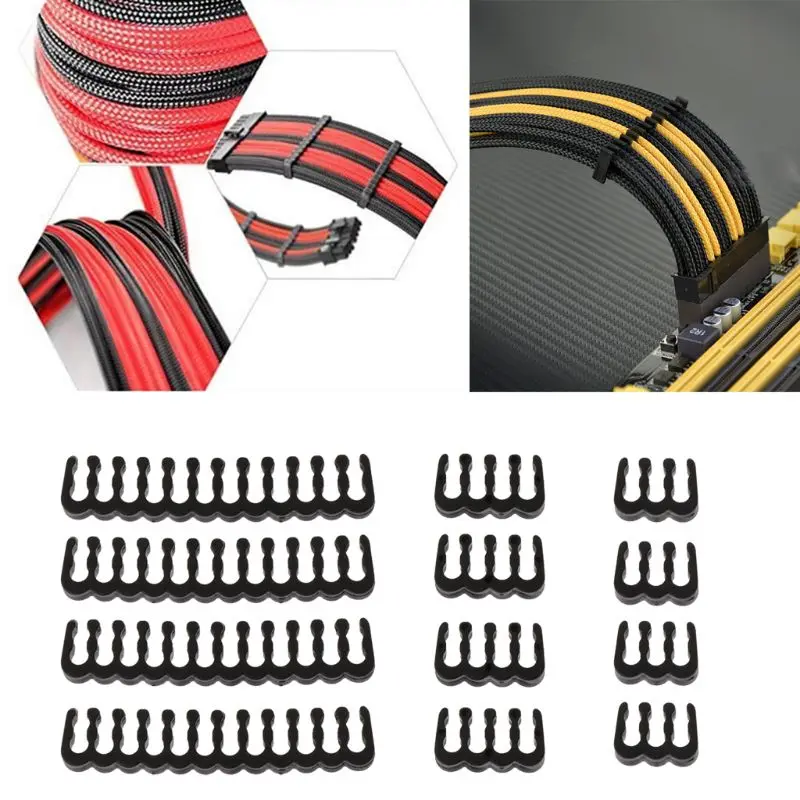 12Pcs/Set PP Cables Comb Clamp Clip for 2.5-3.0mm PC Power Cables Wiring 8/6/24 Pin Computer Cable Drop shipping