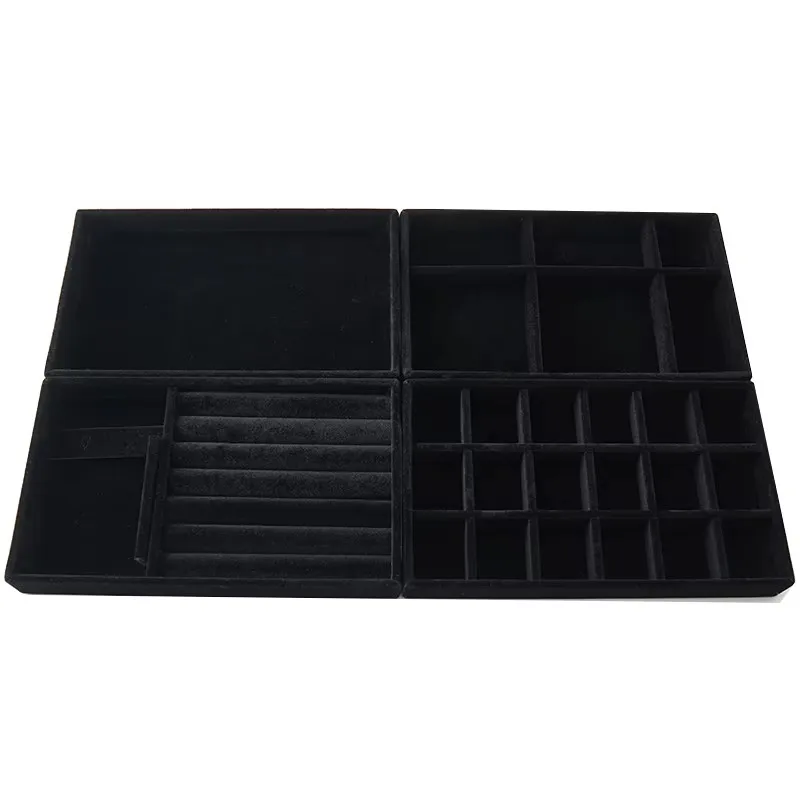 21*12.3*2.5CM Portable Jewelry Display Tray Black Velvet Storage Earrings Pendants Ring Organizer Tray Jewelry Holder Show Prop