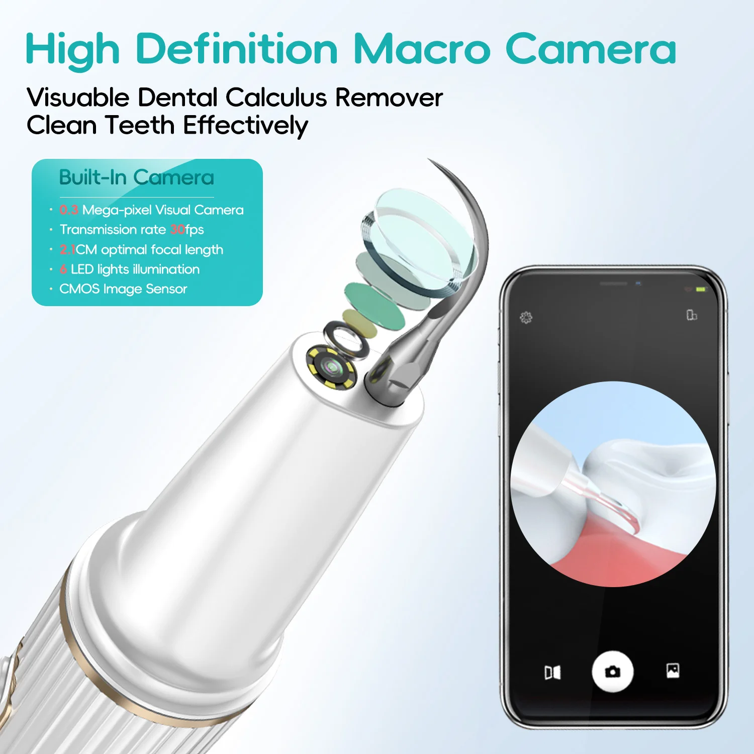 مزيل البلاك/الترار للأسنان، مجموعة تنظيف مزيل حساب التفاضل والتكامل للأسنان مع ضوء LED - 4 رؤوس وحقيبة شحن معقمة بالأشعة فوق البنفسجية #6