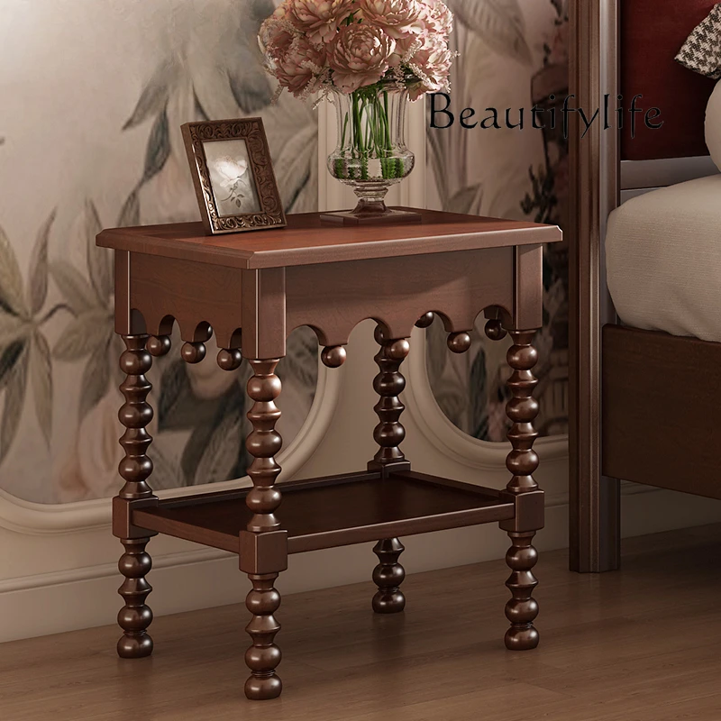 

American retro all solid wood bedside table modern simple corner cabinet bedroom drawer storage cabinet furniture