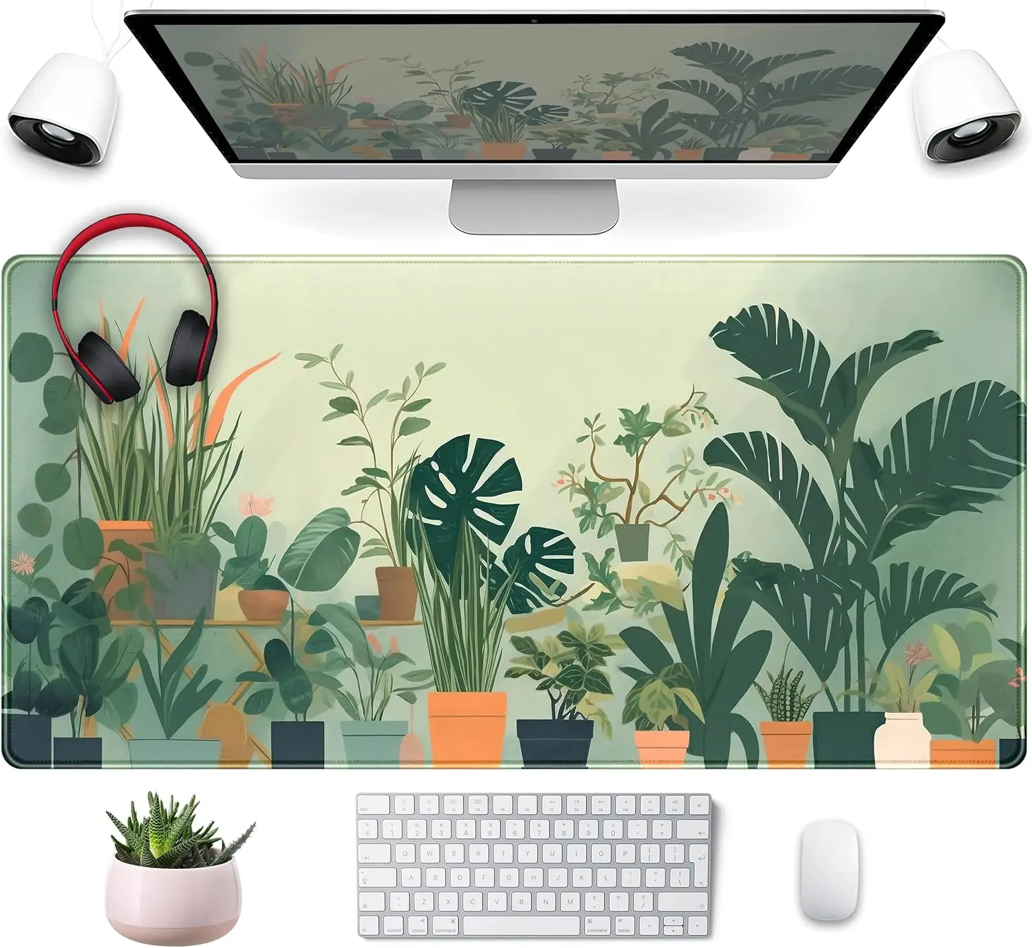 

Large Mousepad Nature Desk Mat Green Desk Pad Cute Office Decor Mousepad Plant XXL Extended Gaming Deskpad Laptop Keyboard Mat