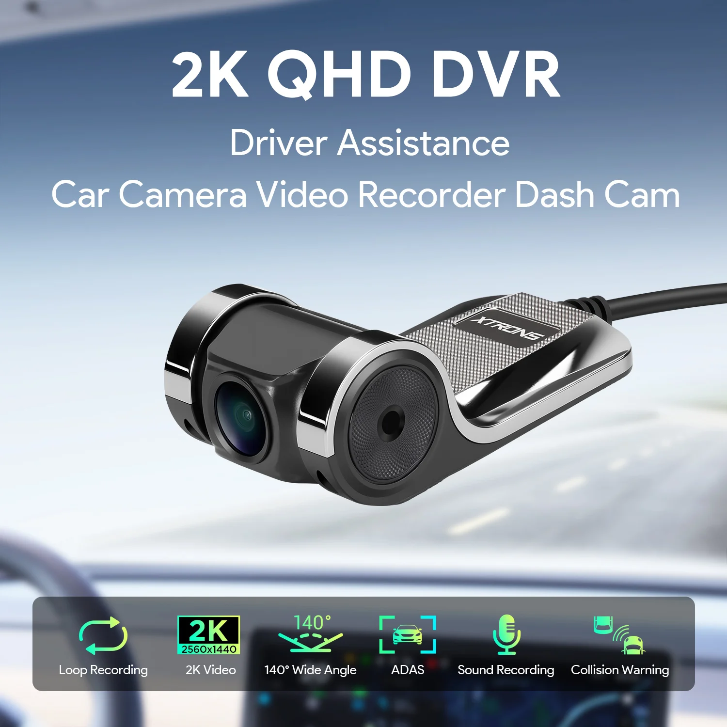 XTRONS QHD DVR  2K Car Camera  Video Recorder Dash Cam  2560*1440P Resolution Loop Recording ADAS Driver  Assistance