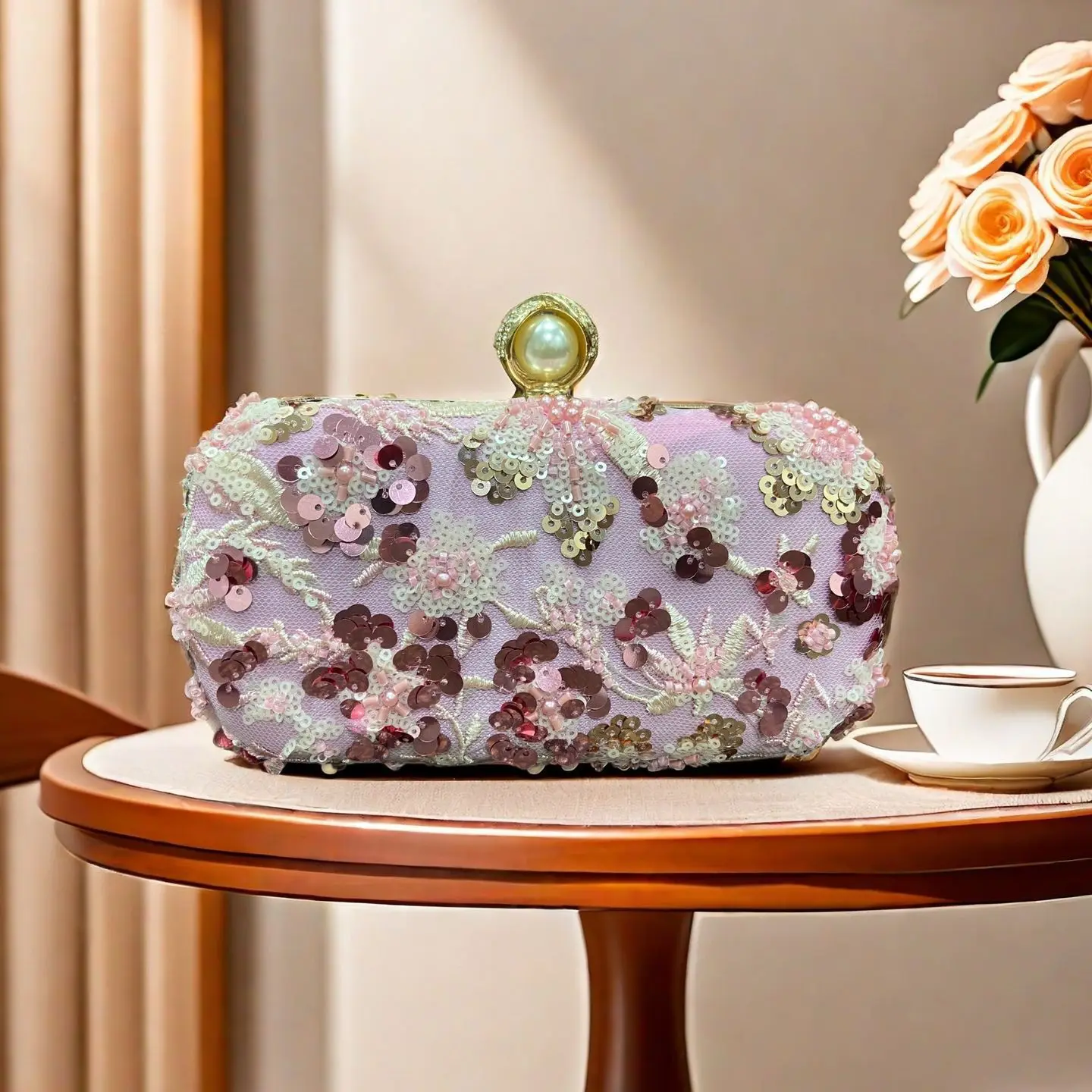 

Handmade beaded dinner bag, rhinestone bag, export foreign trade metal clutch bag