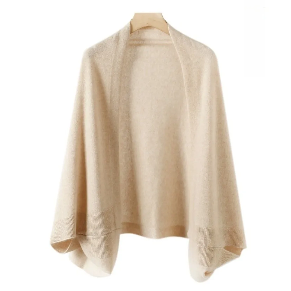 

Casual Knitted Cashmere Shawl Batwing Sleeve Soft Pashmina Scarves Winter Warm Dual Use Wool Cape