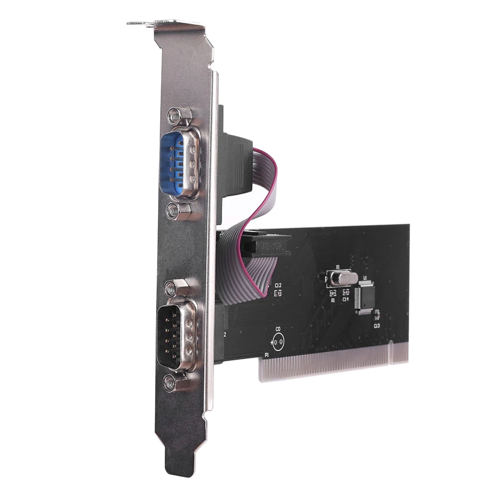 PCI To 2 Ports COM 9 Pin Serial Series RS232 Card Adapter forWin 7 VISTA XP Linux FO With CD Driver DB9 Serial Port Connectors