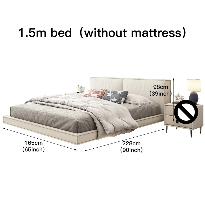 Leder weiße Betten minimalist ische Wohn möbel Queen-Bett-Rahmen kleine Wohnung nordischen Schlafzimmer-Set