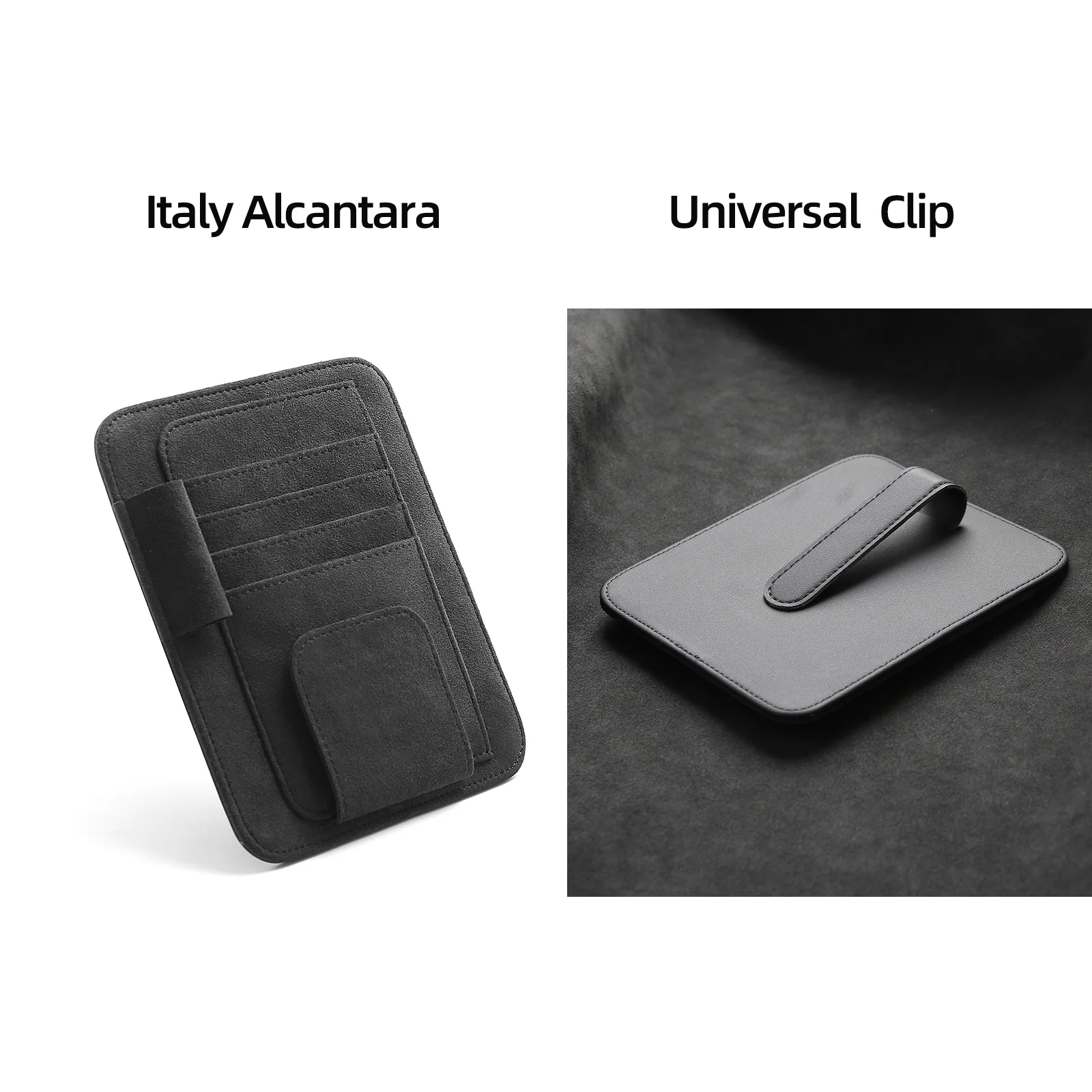 Alfanxi Car Sun Visor Organizer Alcantara Material Sunglass Holder Pen Card Holder Pocket Organizer and Document Holder