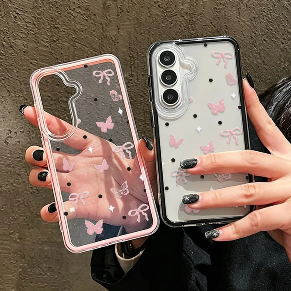 Colorful Butterflies TPU Transparent Phone Case For Samsung S26 S25 S24 S23 S22Ultra A57 A56 A37 Silicone Shockproof Funda Cover