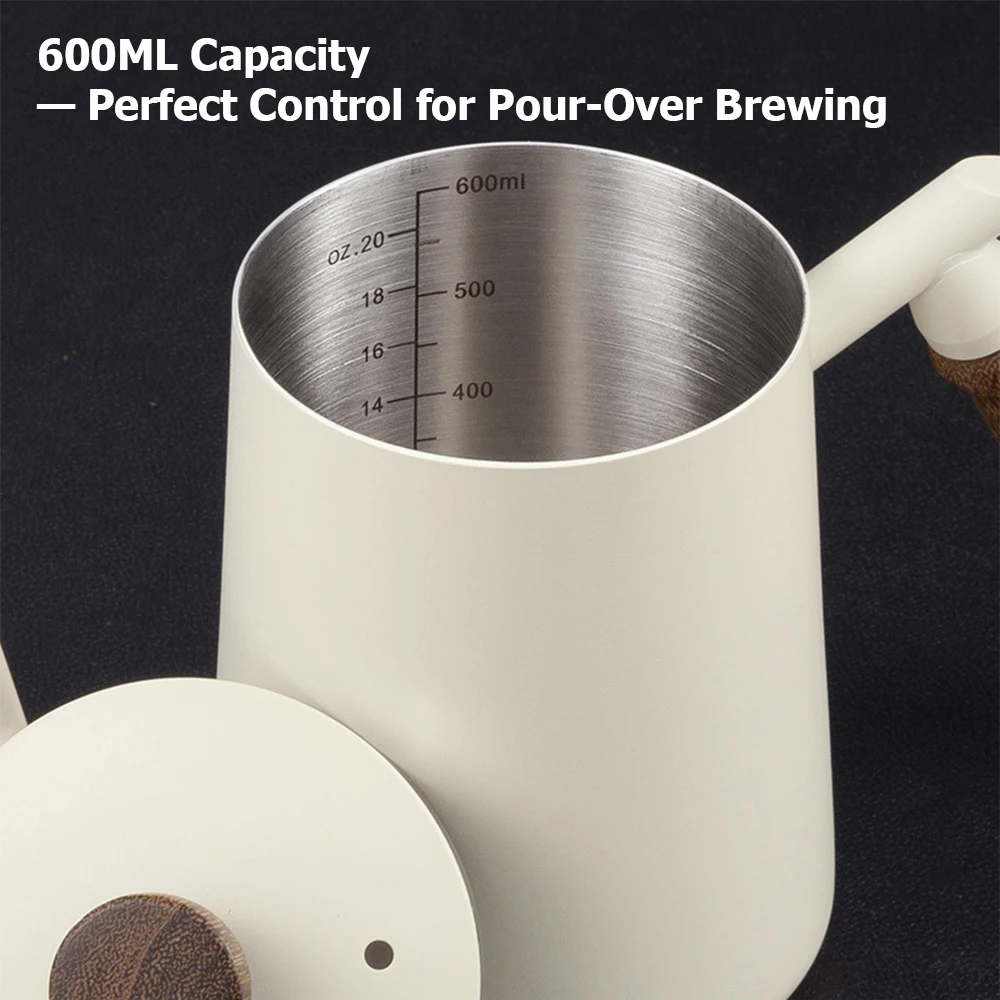 صنبور لتخمير غلاية القهوة المصنوعة من الفولاذ المقاوم للصدأ سعة 600 مل لصب فوق وعاء القهوة بدقة