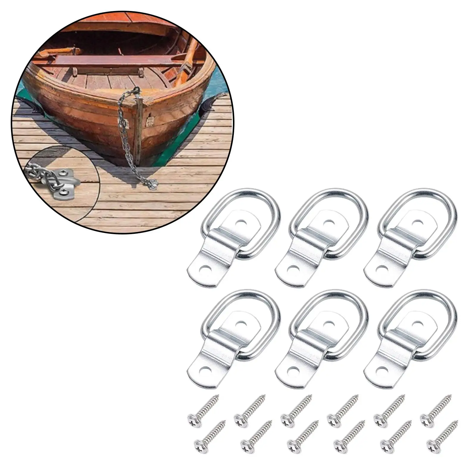 Galvanized Steel Recessed D Ring Shackle Easy Install Floor Tie Down Anchor for Vehicles Trailer Boat Kayak Parts