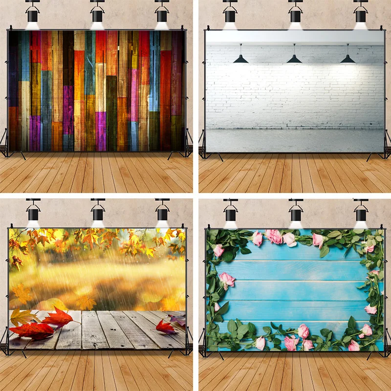 

SHUOZHIKE Colorful Wooden Board Flower Scenery and Lighting Brick Wall Texture Baby Pet Photography Background Props MBZQ-07