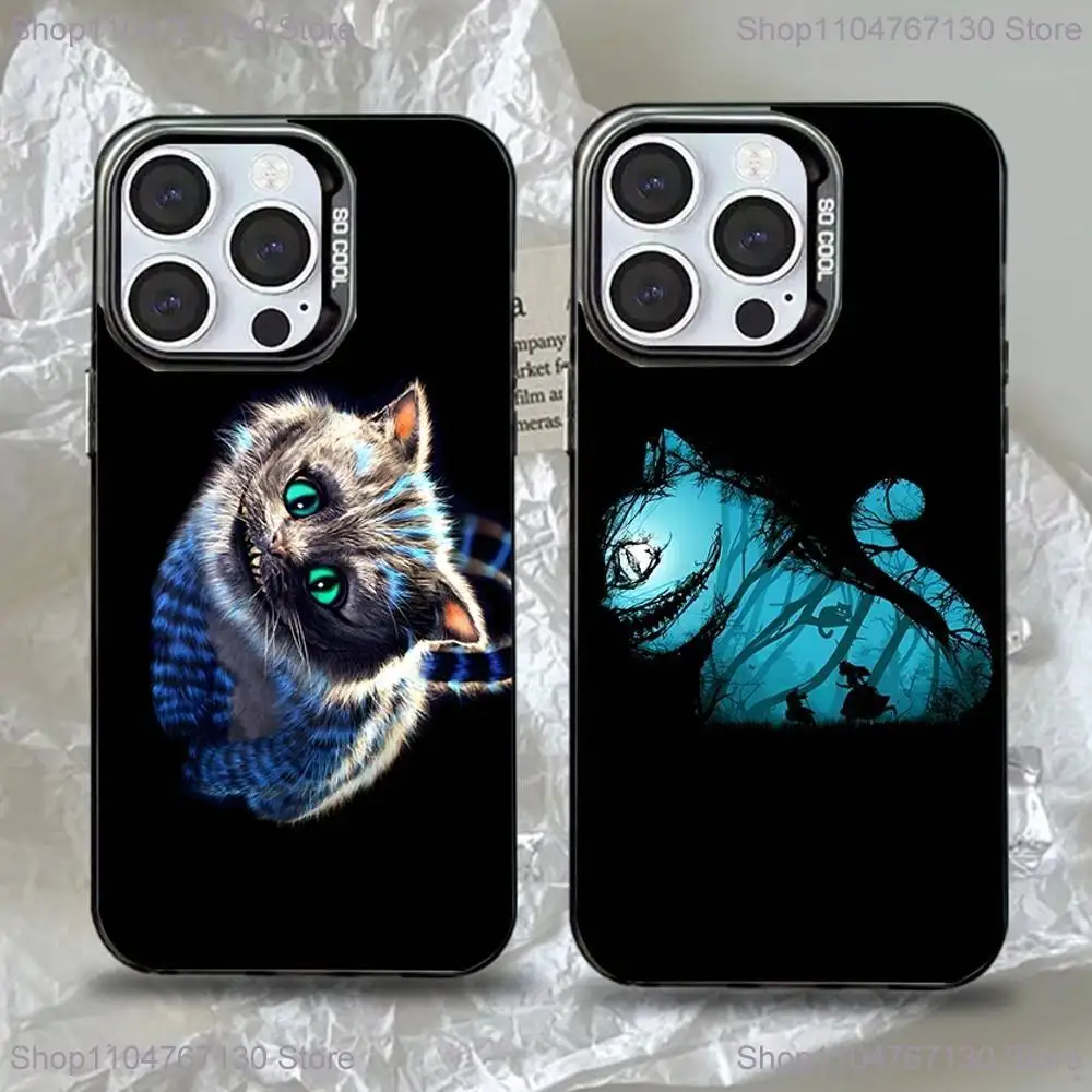 

C-Cheshire Cat Cool Eye Alice Phone Case For iPhone 16,15,14,13,12,11,Pro,Max,Plus,Mini,XS,SE Anti Fall Black Matte Hard Bumper