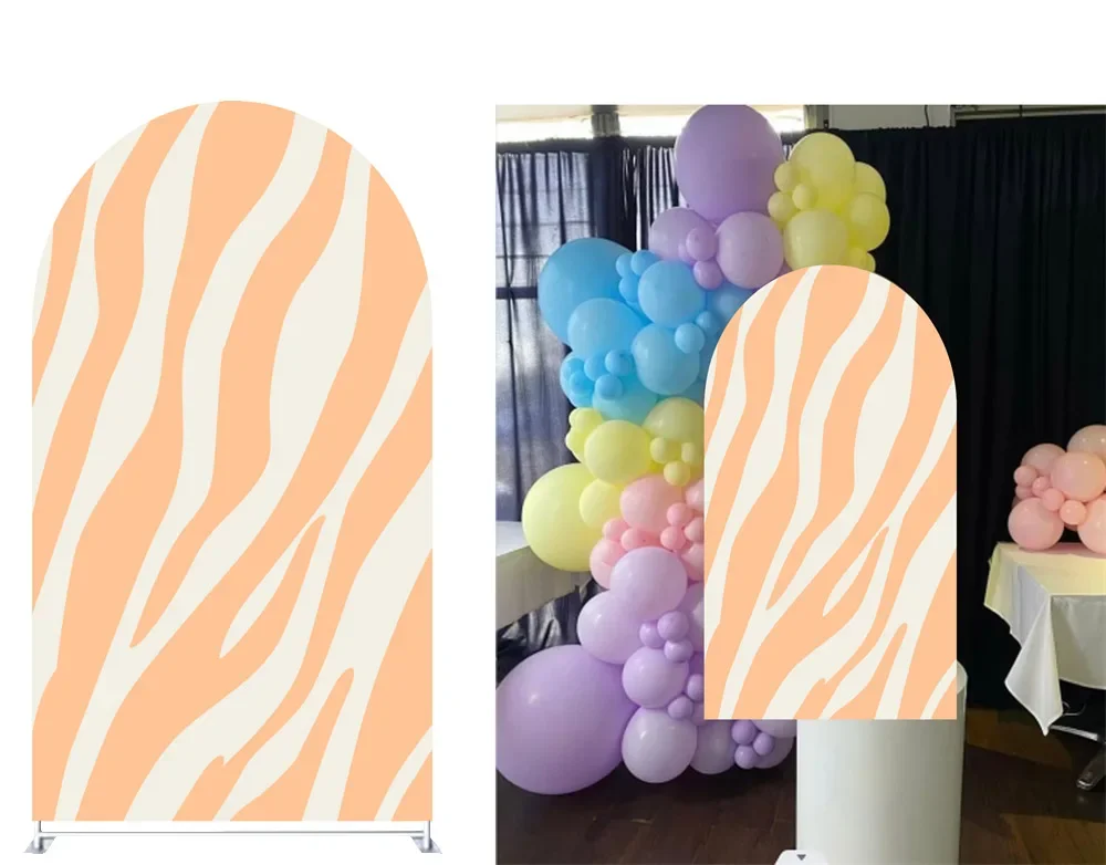 Coperture colorate per fondali ad arco con struttura zebrata per feste, pannelli ad arco puntelli per decorazioni per feste di compleanno di nozze, tessuto elastico
