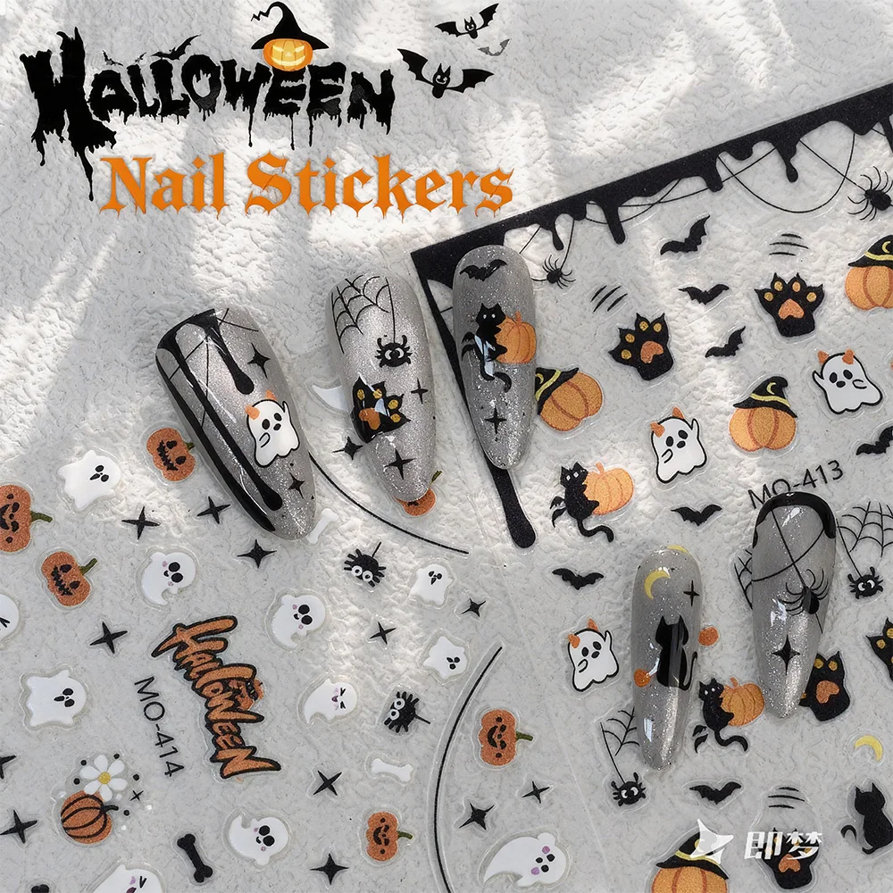 

Nail Stickers 3Pcs for Manicure Halloween Decoration Self Adhesive DIY Nail Art Design for Women Girls&Kids