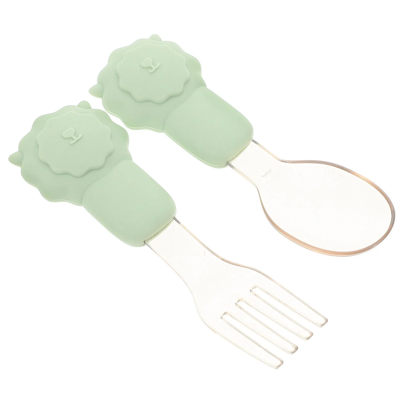 

1Set Toddler Silverware Silicone Cartoon Lion Baby Fork Spoon Set Baby Eating Utensils Safe Training Cutlery
