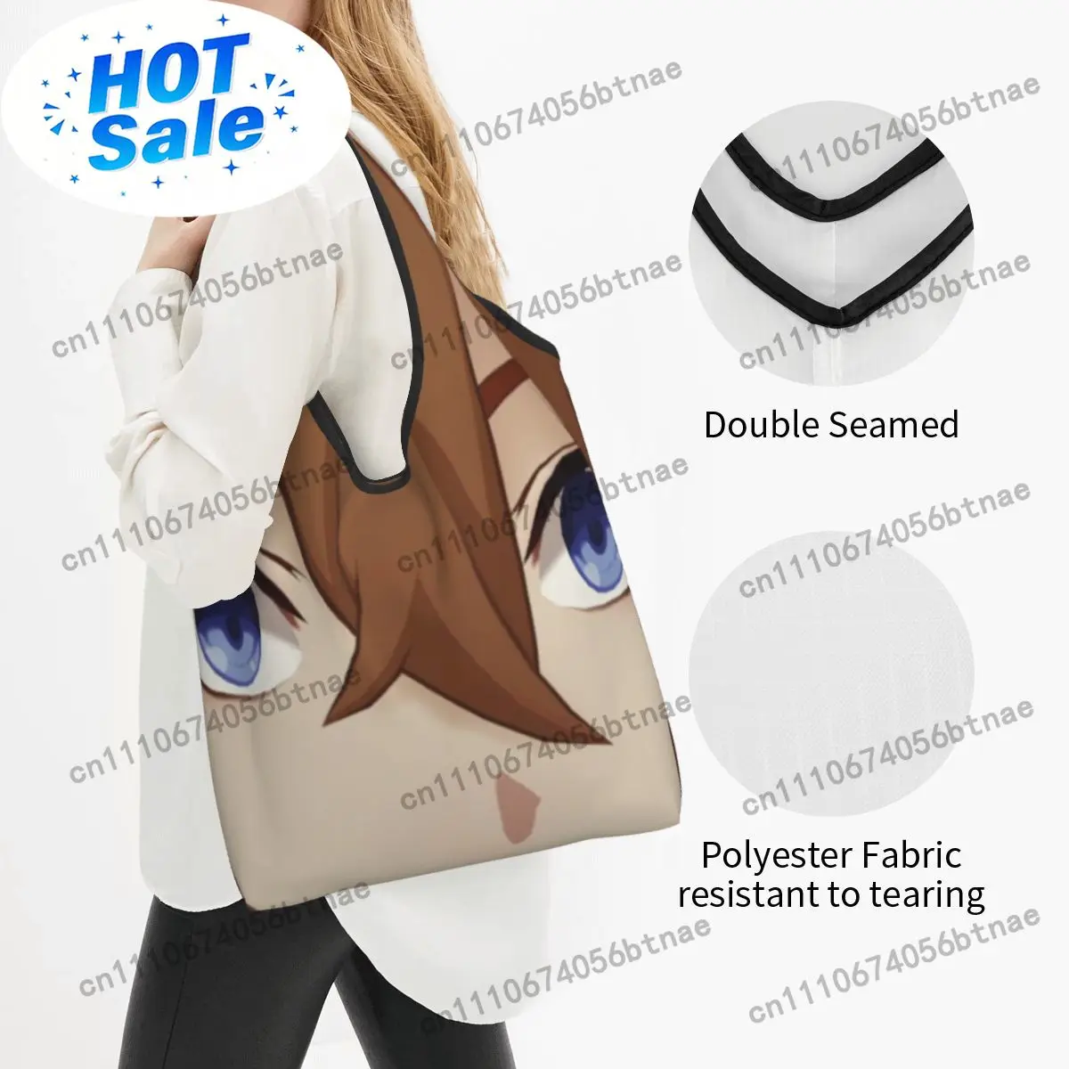 Childe Genshin Impact Tartaglia Face Meme Large Reusable Bags Shopping Washable Foldable Grocery Bags 50lb Heavy Duty