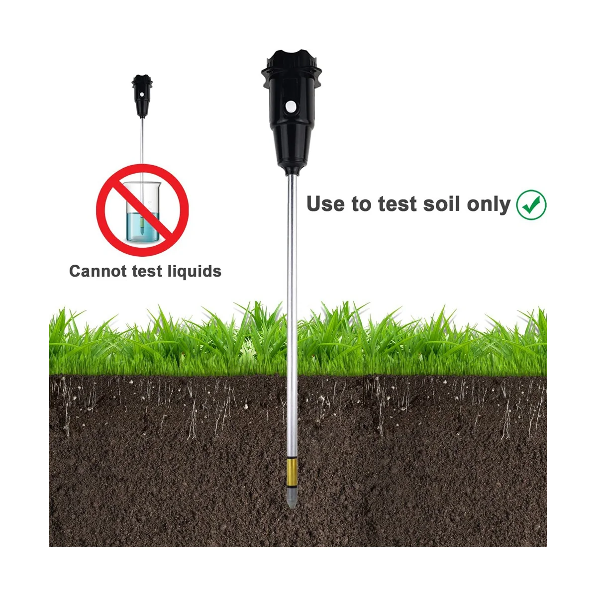 Long Probe Deep Soil PH Moisture Meter 2 In-1 Tester-Professional Test Hygrometer for Large Pot Plants Gardening Farming