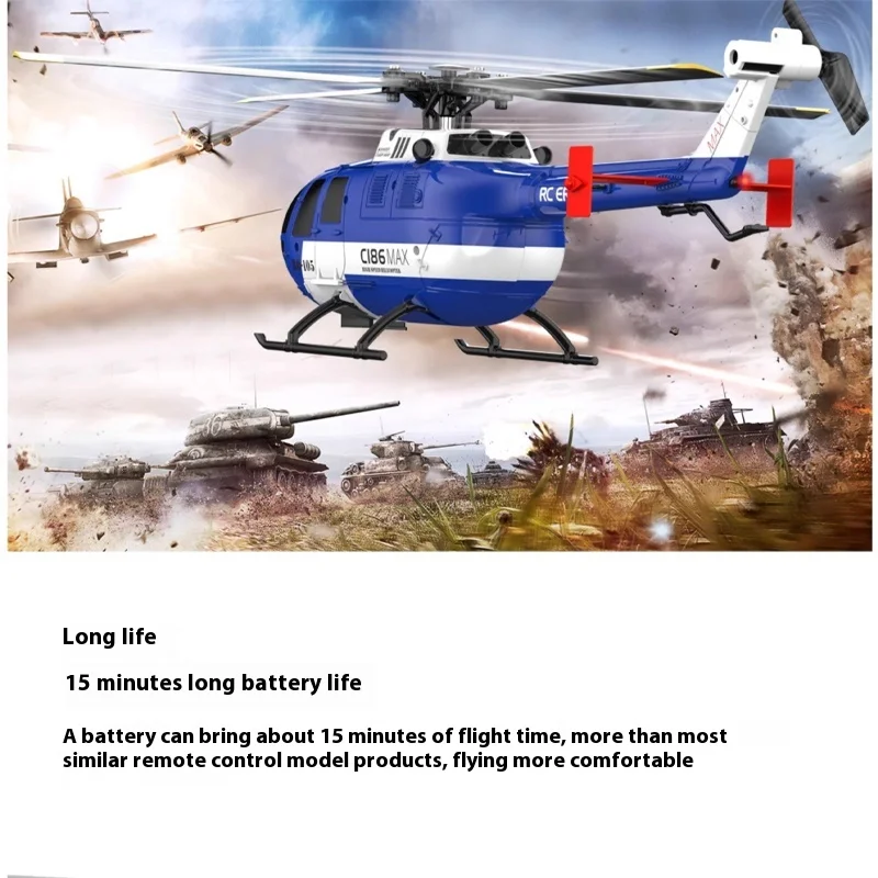 RHSKY C186 Pro B105 RC Helicopter 2.4G 6G System 4CH Remote Control 6-Axis Sentry Drone RC Quadcopter Helicopter Toy Gift for Bo