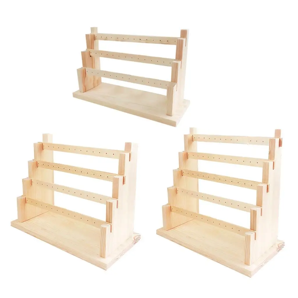 منظم أقراط متدلي خشبي لعرض المجوهرات وحامل خشبي لخواتم الأقراط والقلادة والسوار #4