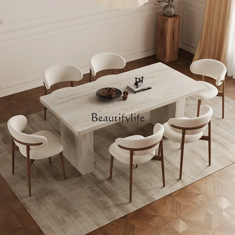 

yj5 Jijian Cave Stone Rock Plate Table and Chair Combination French Retro Style Dining Table