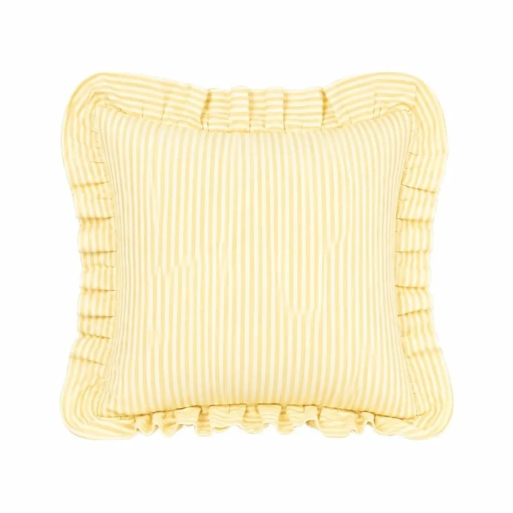 Square Shape Ruffled Cushion Cover 45x45cm Ruffled Edge Piping Pillowcase Printed Pattern Soft Fabric Decorative Pillow Cover