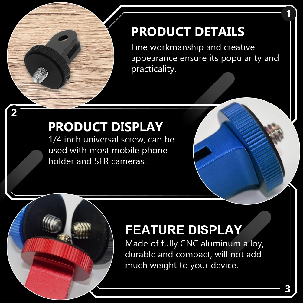 

3Pcs Tripod Mount Adapter 1 4 Inch Universal Screw Aluminum Alloy Camera Mount Adapter for Action Camera Monopod