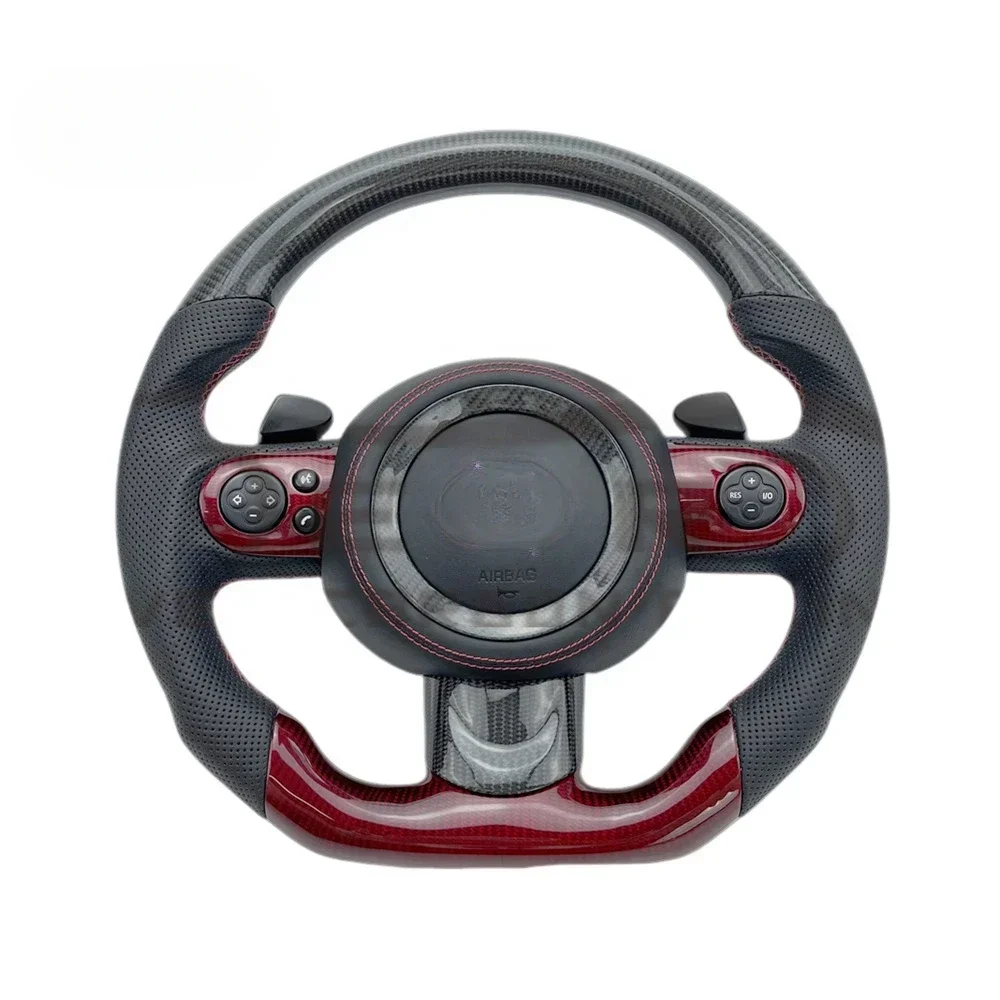 EverCarbon Racing Custom Design Red Carbon Fiber Steering Wheel For Mini Cooper  Steering Wheel